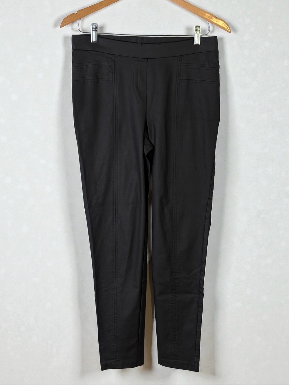 Frank Lyman Black Pull On Pintuck Seam Ankle Pants Style 173432 Size 10